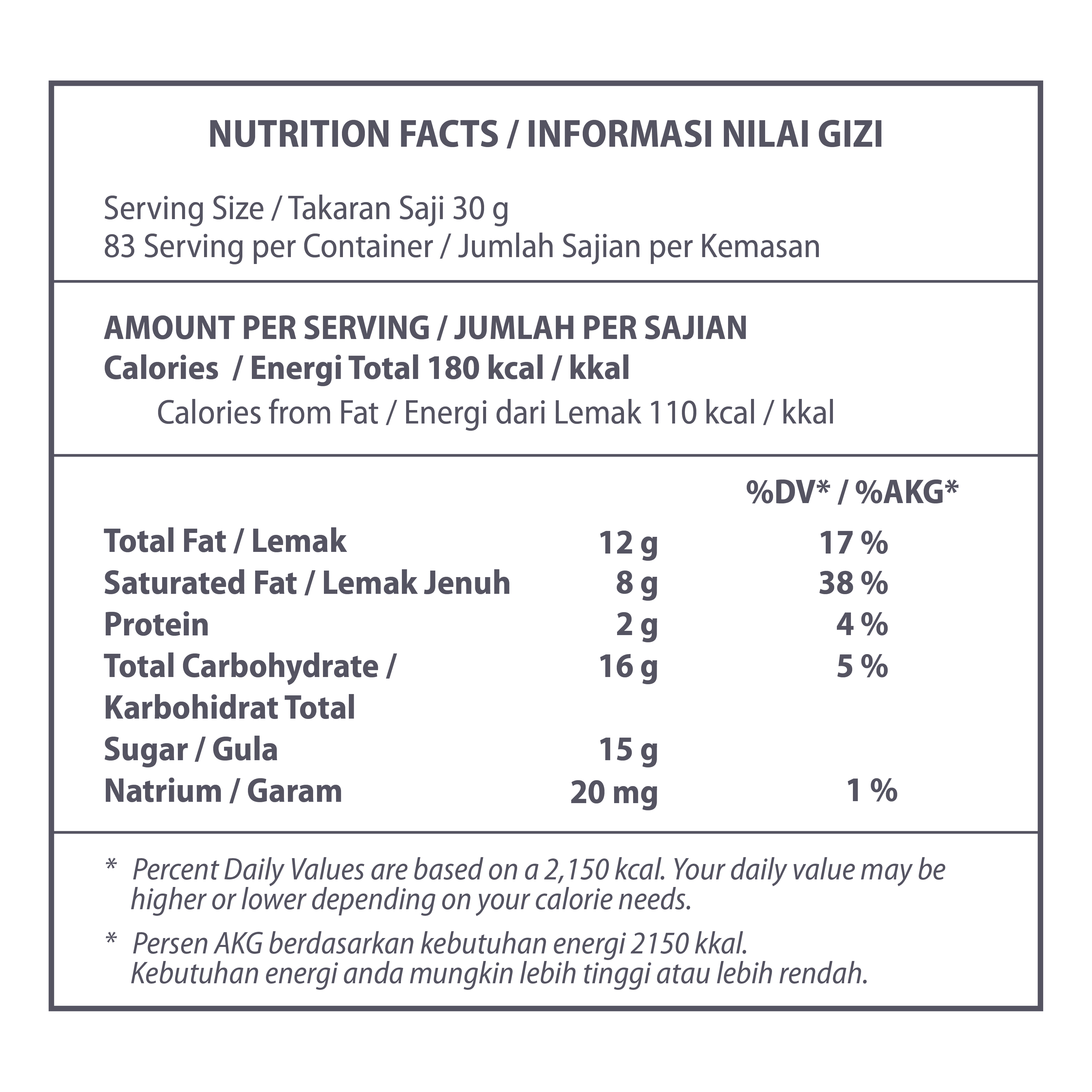 Milk Chocolate Couverture Azalea Nutrition Facts