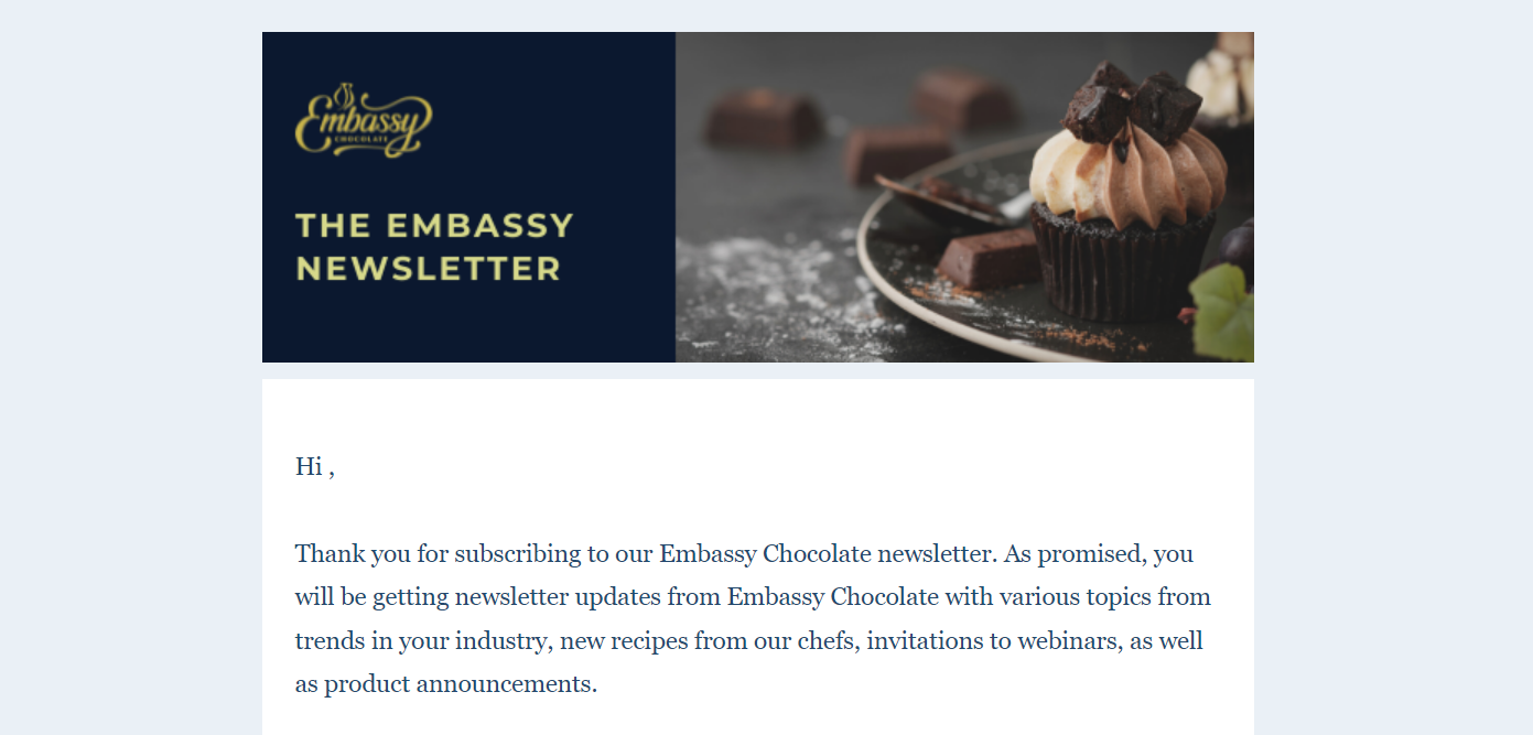 Embassy newsletter screenshot