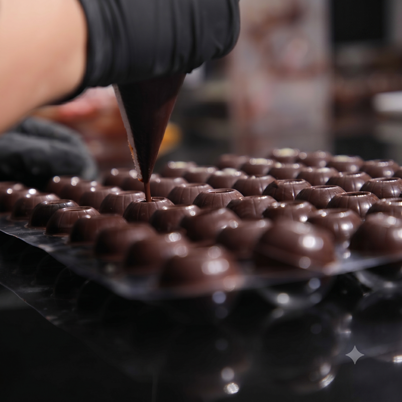 Menutup shell cokelat truffle